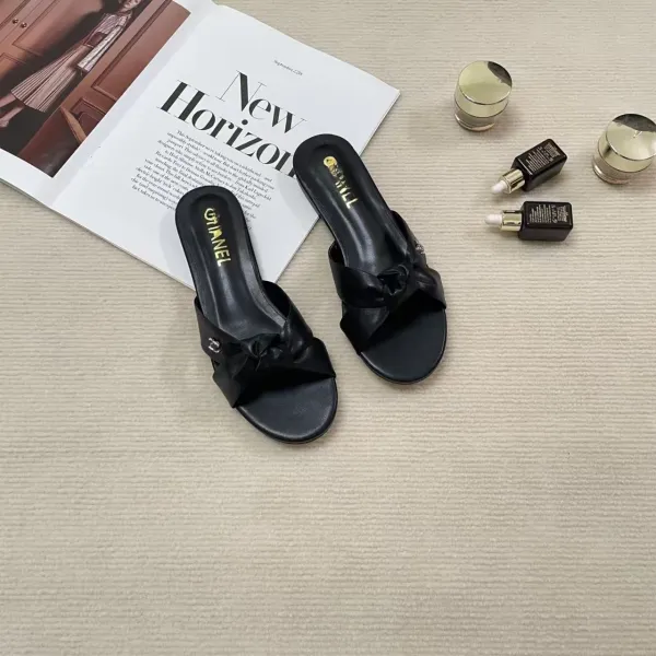 Chanel Bow-Embellished Mule Sandals Beige - 4
