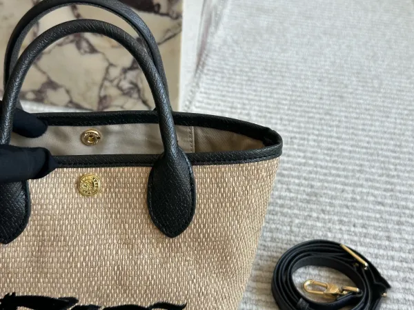 Longchamp Le Pliage Straw Mini Tote Beige Handbag - 6