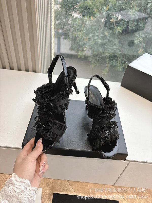 Dior J'Adior Ruffled Mule Black Heels - 23