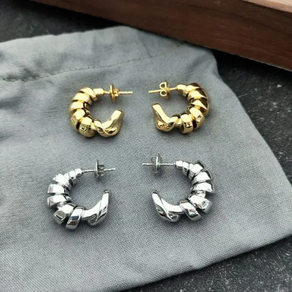 Hermès Twisted Hoop Earrings Silver Jewelry - 3