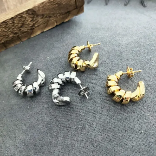 Hermès Twisted Hoop Earrings Silver Jewelry - 2