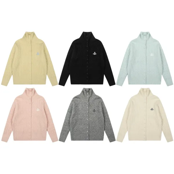 Vivienne Westwood Orb Cable Knit Cardigan Pale Yellow - 2