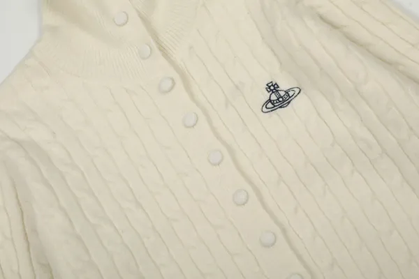 Vivienne Westwood Orb Cable Knit Cardigan Pale Yellow - 10