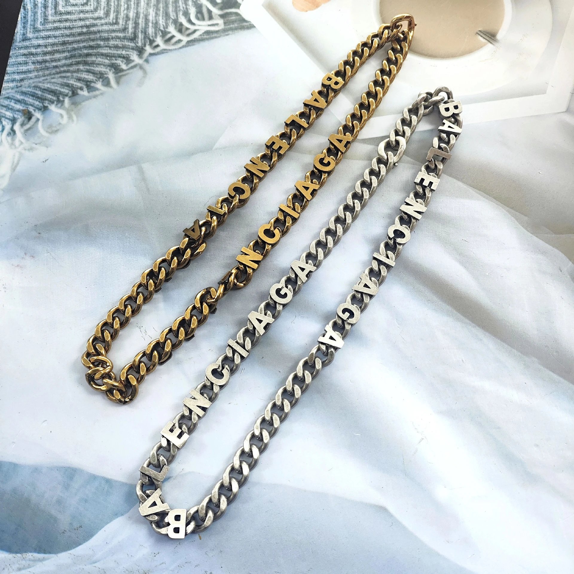 Balenciaga Logo Chain Necklace Silver - 6
