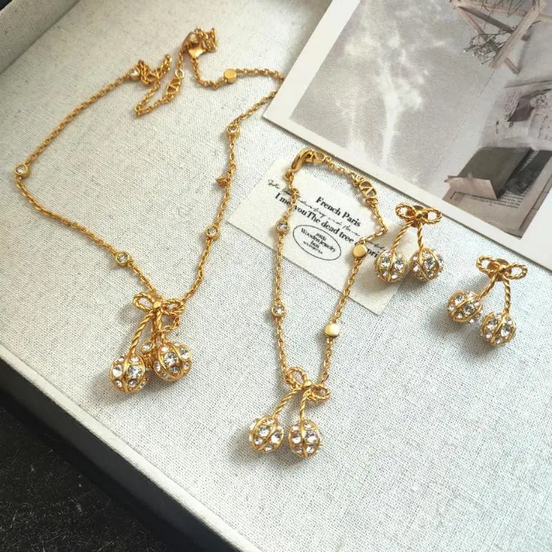 Dior Cherry Earrings Gold Crystal Earrings - 6