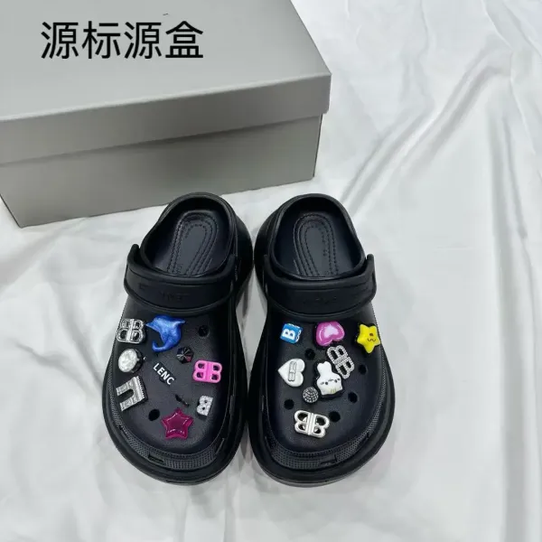 Balenciaga x Crocs Platform Clog Black with Charms Casual Shoes - 7