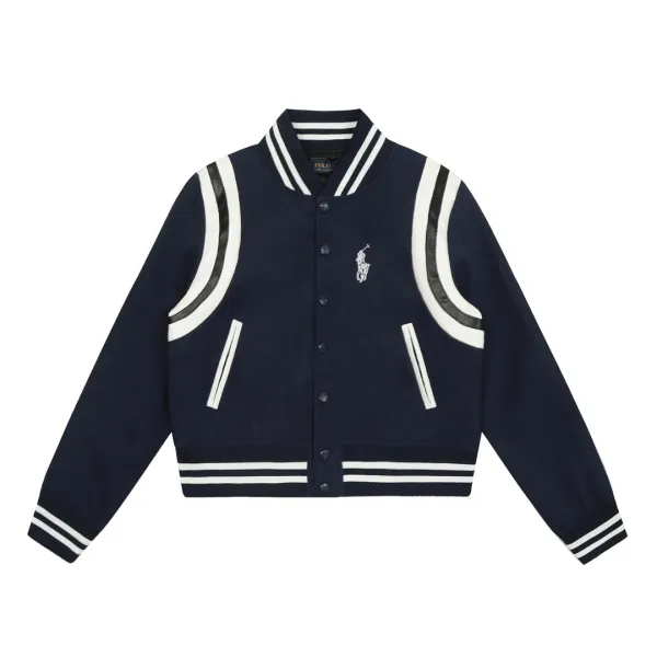 Polo Ralph Lauren Varsity Jacket Navy White Outerwear - 4