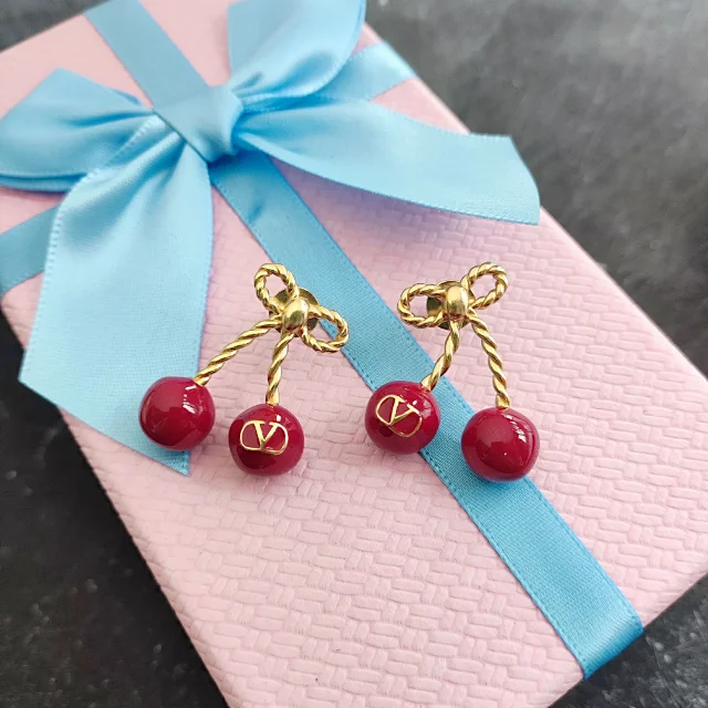 Valentino VLogo cherry drop earrings and pendant necklace product detail image 1