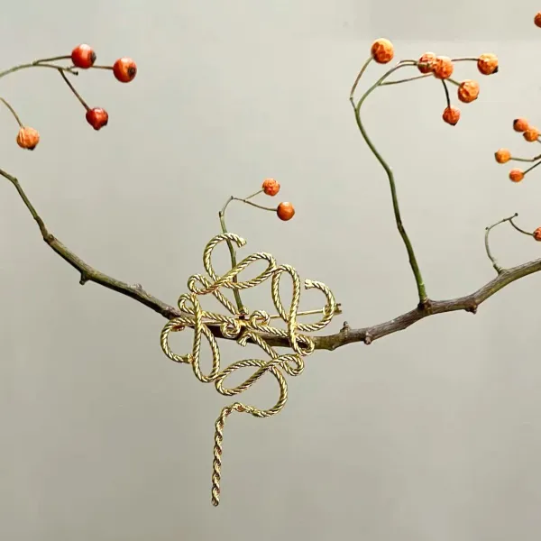 Loewe Anagram Rope Brooch Gold Jewelry - 4