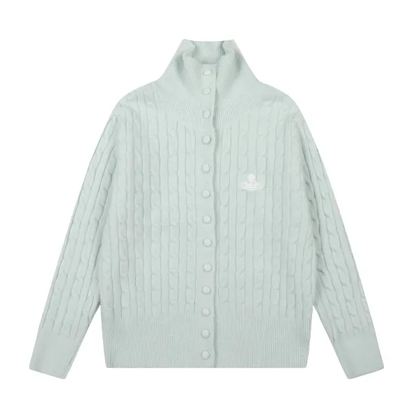 Vivienne Westwood Orb Cable Knit Cardigan Pale Yellow - 6