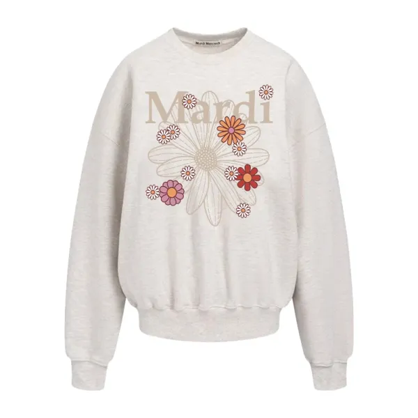 Mardi Floral Print Oversized Sweatshirt Gray - 9