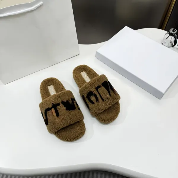 Loewe Puzzle Furry Slippers Brown - 7