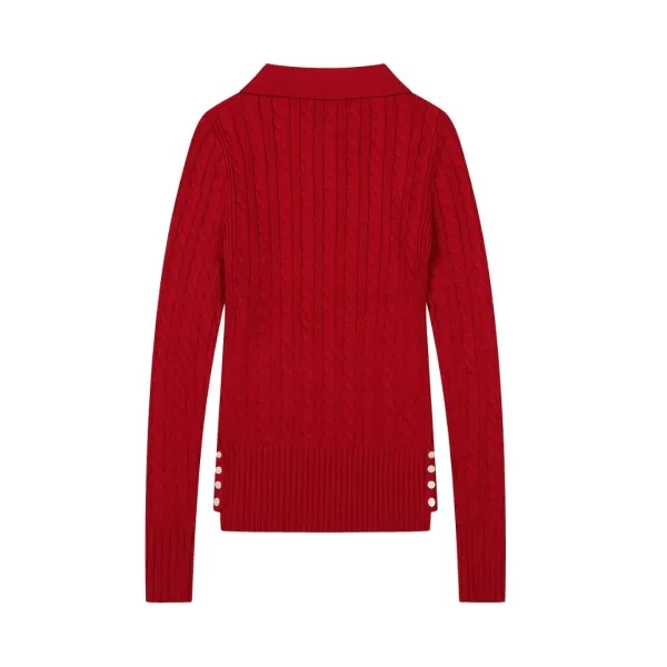 Ralph Lauren Cable Knit Polo Black Sweater - 24