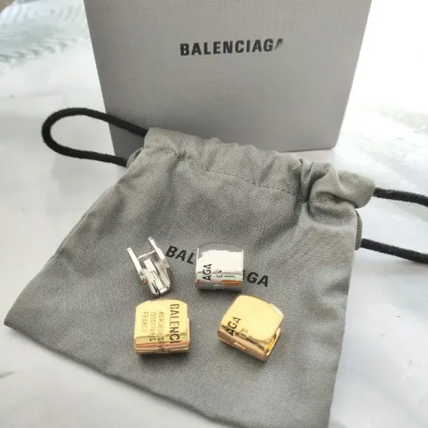 Balenciaga Logo-Engraved Cylindrical Hoop Earrings Silver - 4