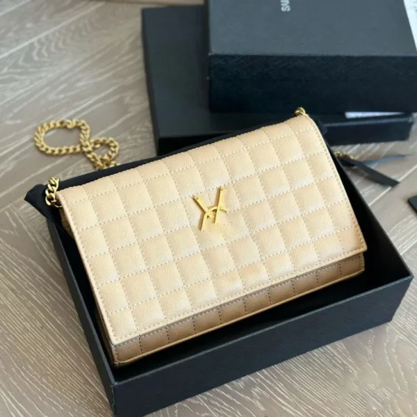 Saint Laurent Monogramme Chain Wallet Beige Quilted Leather Crossbody Bag - 1