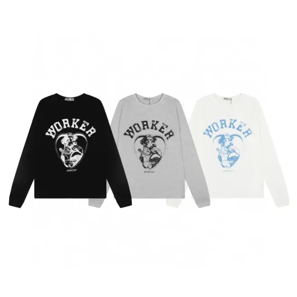 Open YY Worker Graphic Long-Sleeve T-Shirt White - 4