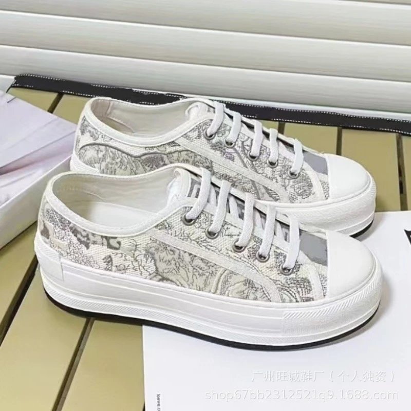 Dior B23 Oblique Print White Platform Sneakers