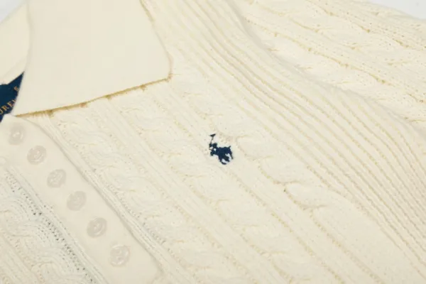 Ralph Lauren Cable Knit Polo Black Sweater - 12