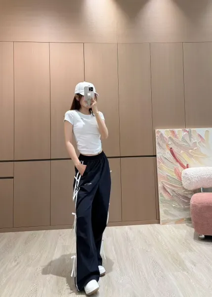 MMY Side-Tie Wide-Leg Track Pants White - 5
