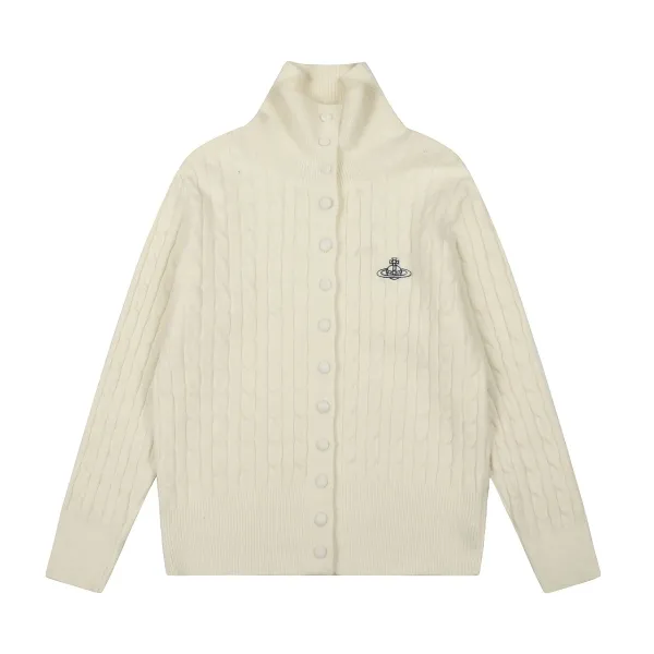 Vivienne Westwood Orb Cable Knit Cardigan Pale Yellow - 4