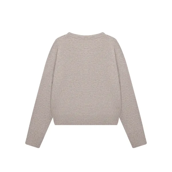 Mardi Mercredi Heart Embroidered Beige Cardigan - 4