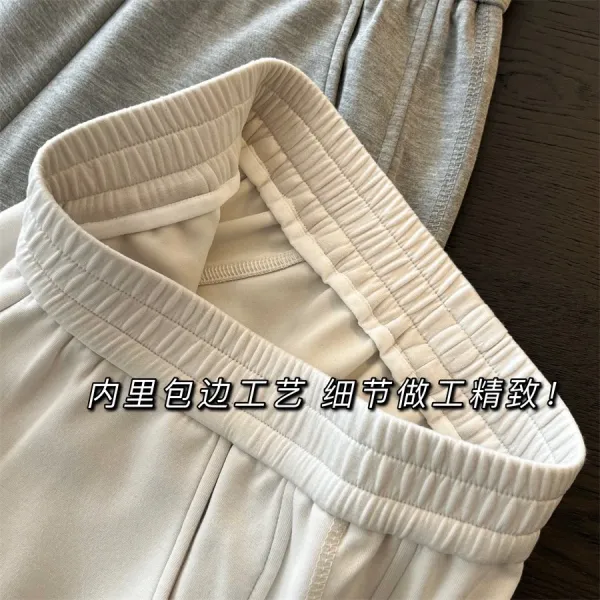 Design Three-Needle Five-Line Wide-Leg Pants in White and Gray - 10