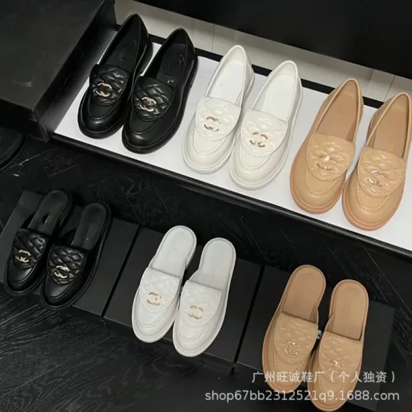 Chanel-inspired Quilted Loafers Black Slip-On Mules - 3