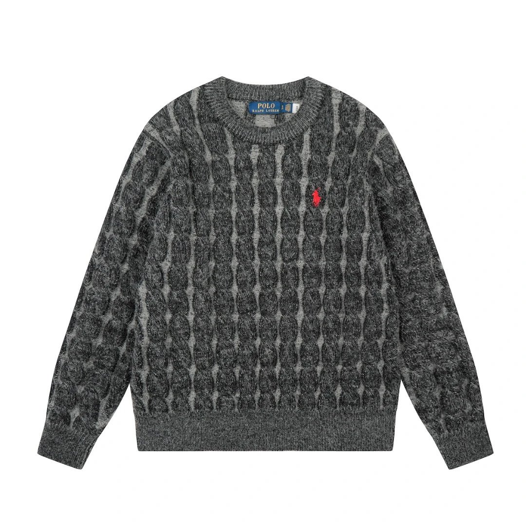 Polo Ralph Lauren Cable Knit Sweater Charcoal Gray Sweater - 18