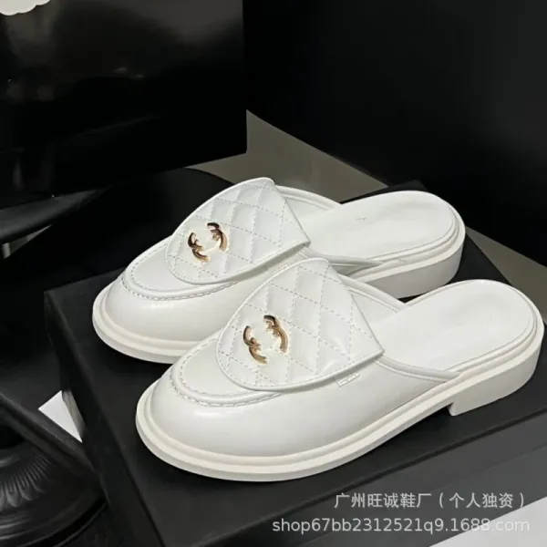 Chanel-inspired Quilted Loafers Black Slip-On Mules - 23