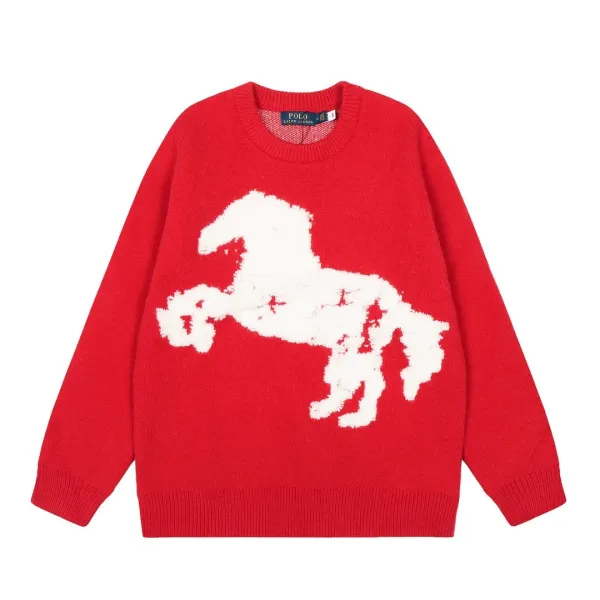 Polo Ralph Lauren Horse Motif Knit Sweater Red - 3