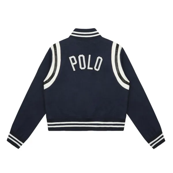 Polo Ralph Lauren Varsity Jacket Navy White Outerwear - 5