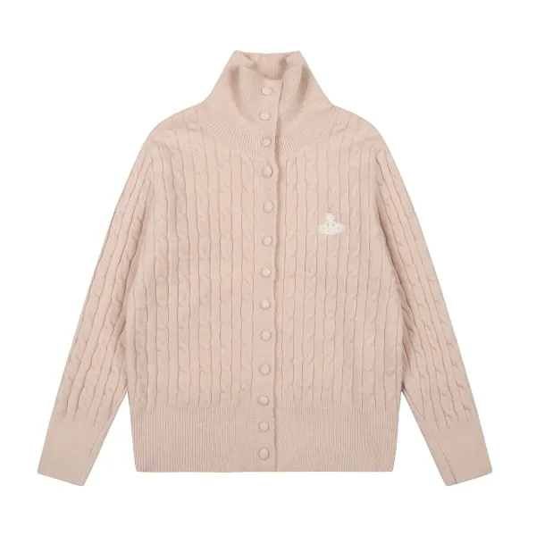 Vivienne Westwood Orb Cable Knit Cardigan Pale Yellow - 7