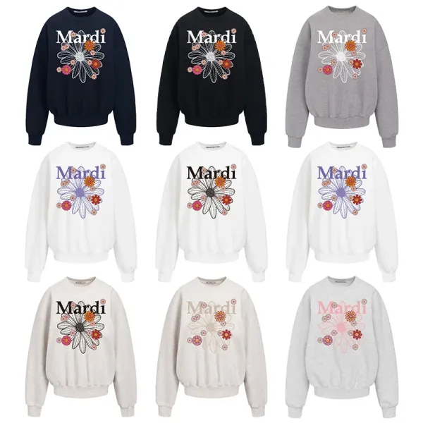 Mardi Floral Print Oversized Sweatshirt Gray - 2
