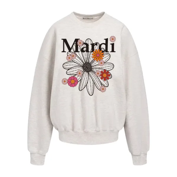 Mardi Floral Print Oversized Sweatshirt Gray - 10