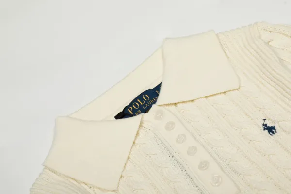 Ralph Lauren Cable Knit Polo Black Sweater - 10