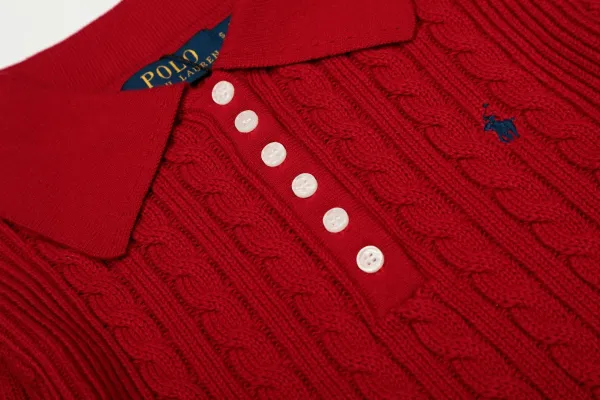 Ralph Lauren Cable Knit Polo Black Sweater - 26