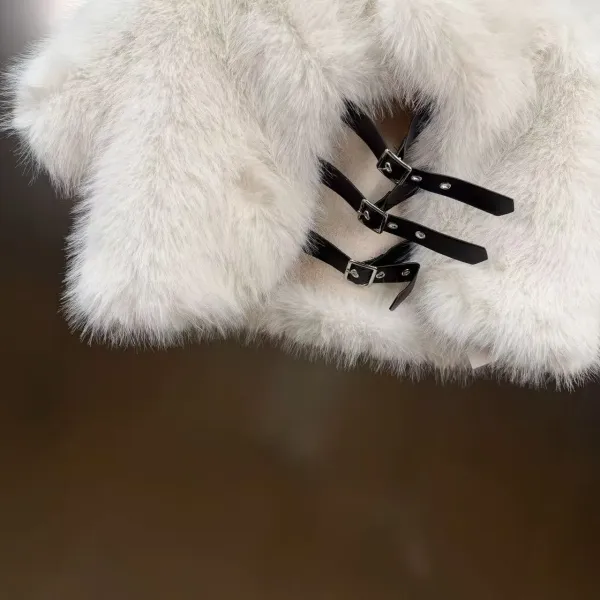 Faux Fur Corset Bolero Beige Outerwear - 22