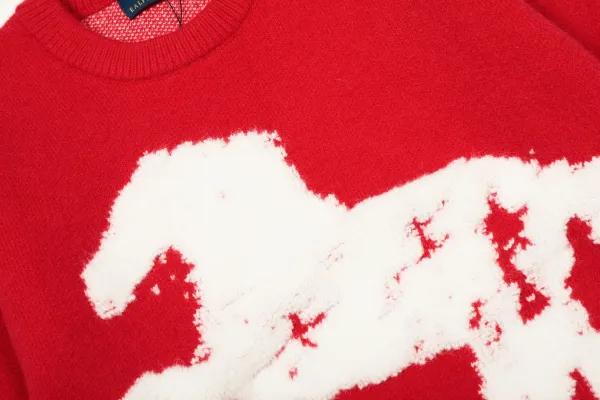 Polo Ralph Lauren Horse Motif Knit Sweater Red - 7