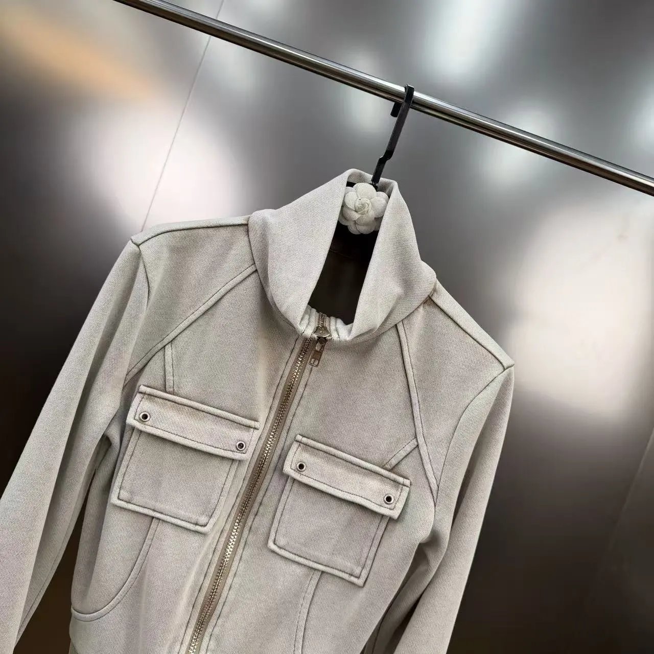 Gallery Dept. Utility Zip-Up Jacket and Wide-Leg Sweatpants Set in Light Gray and Black - 29
