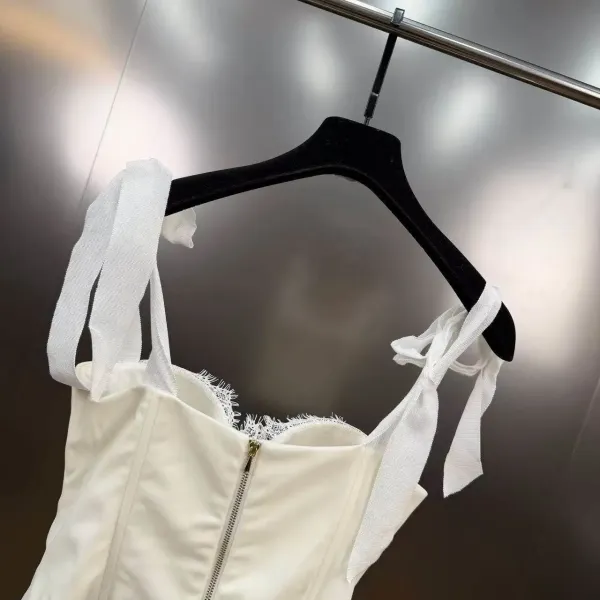Chanel White Corset Top with Camellia Flower Detail - 9