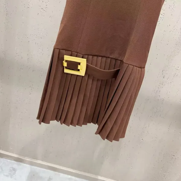Balenciaga Belted Pleated Mini Dress in Brown and Black - 5