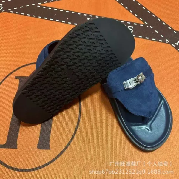 Hermès Oran Slide White and Black Leather Sandals - 19