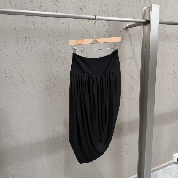 Off-White Cropped Zip-Up Top and Draped Skirt Set Black - 25