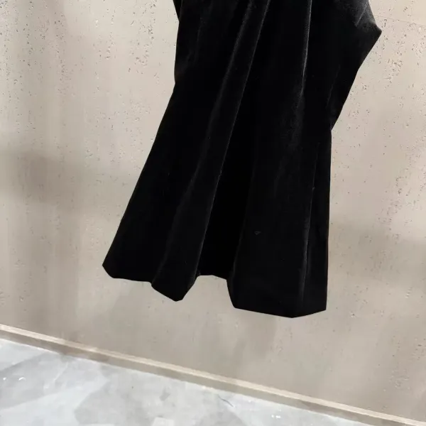 Black Velvet Halter Dress with Crystal Embellished Neckline - 5
