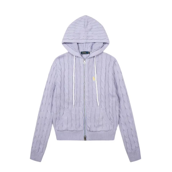 Polo Ralph Lauren Cable Knit Hooded Zip-Up Sweater Black - 19