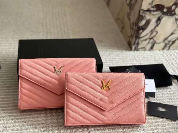 Saint Laurent Monogramme Envelope Wallet in Off-White with Gold Hardware - 12