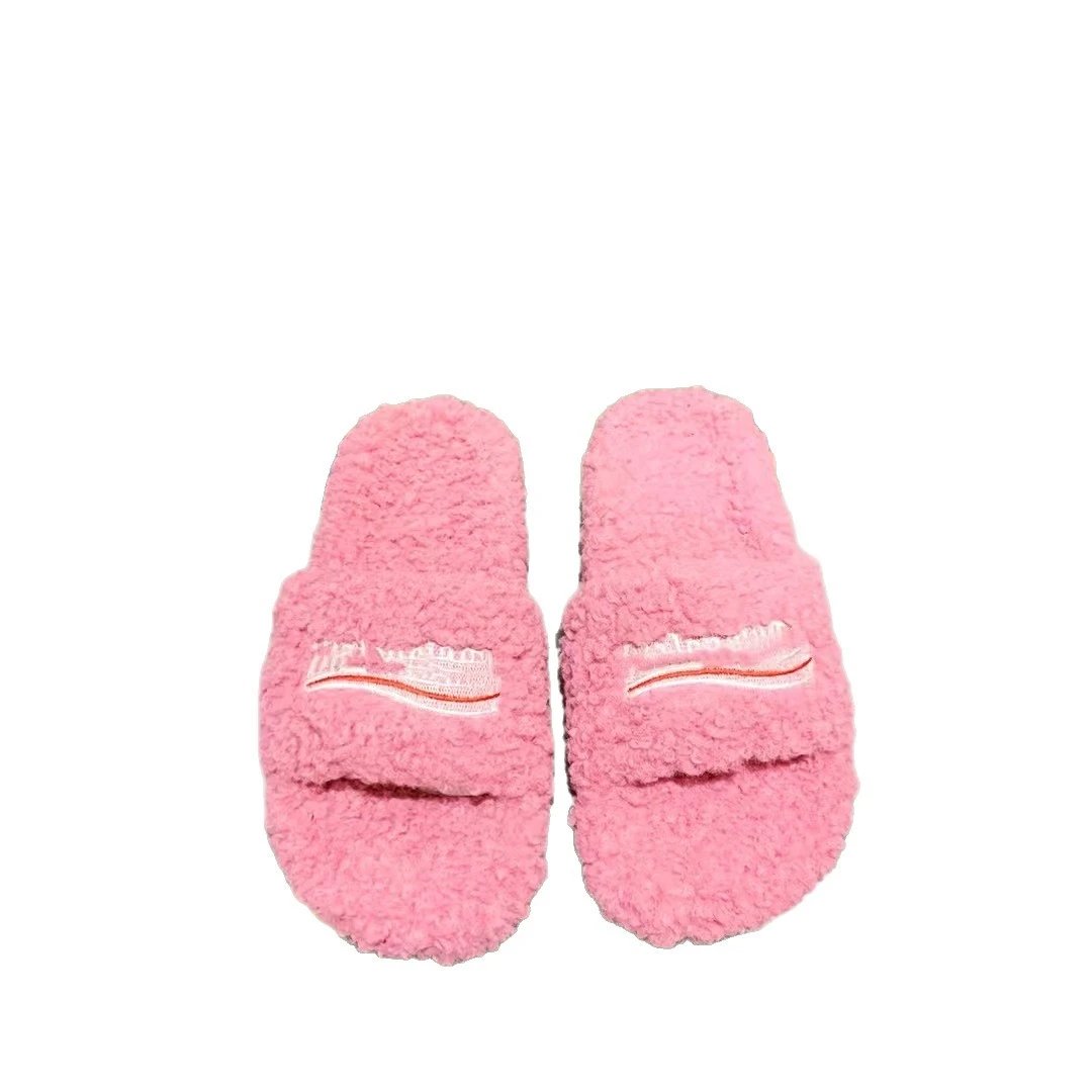 Miu Slippers Teddy-Fleece Logo Embroidered Slide image 5