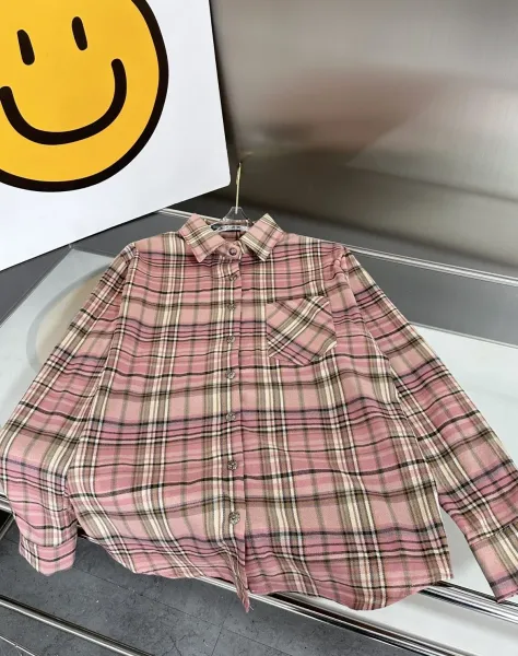 Chrome Hearts x Unknown Brand Pink Plaid Shirt with Ornate Silver Buttons - 3