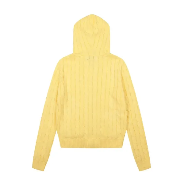 Polo Ralph Lauren Cable Knit Hooded Zip-Up Sweater Black - 14