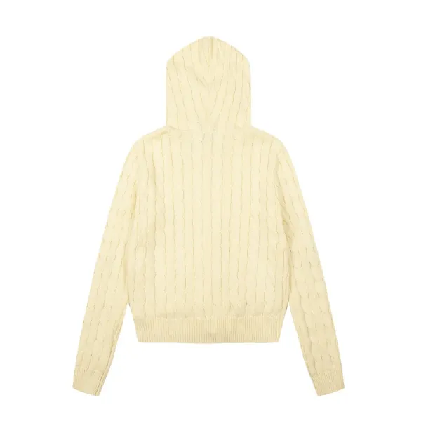 Polo Ralph Lauren Cable Knit Hooded Zip-Up Sweater Black - 22